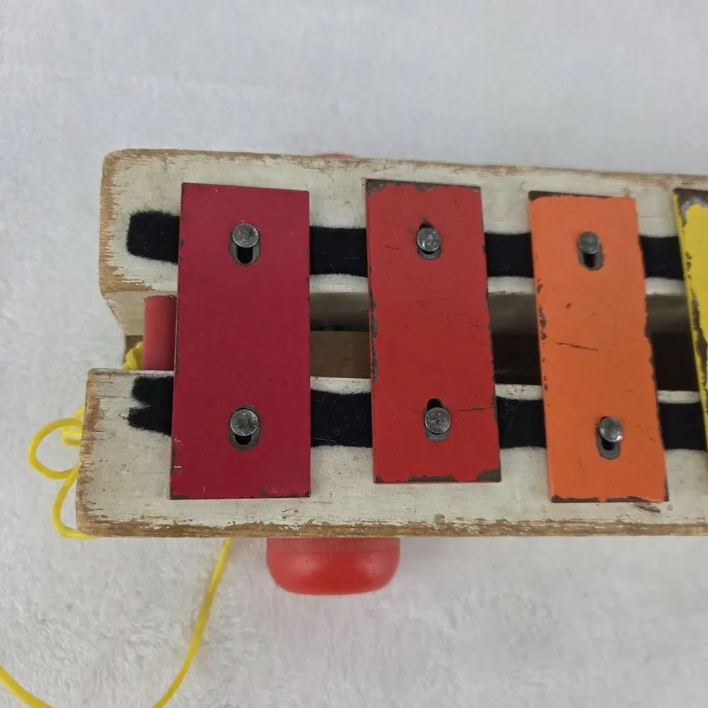 Vintage 1978 Fisher-Price No 870 Musical Xylophone Pull-a-Tune Toy W/ Mallet USA